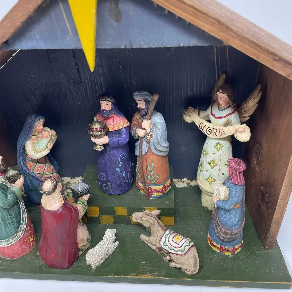 Christmas Manger Nativity set Lights Up Holiday Center Piece